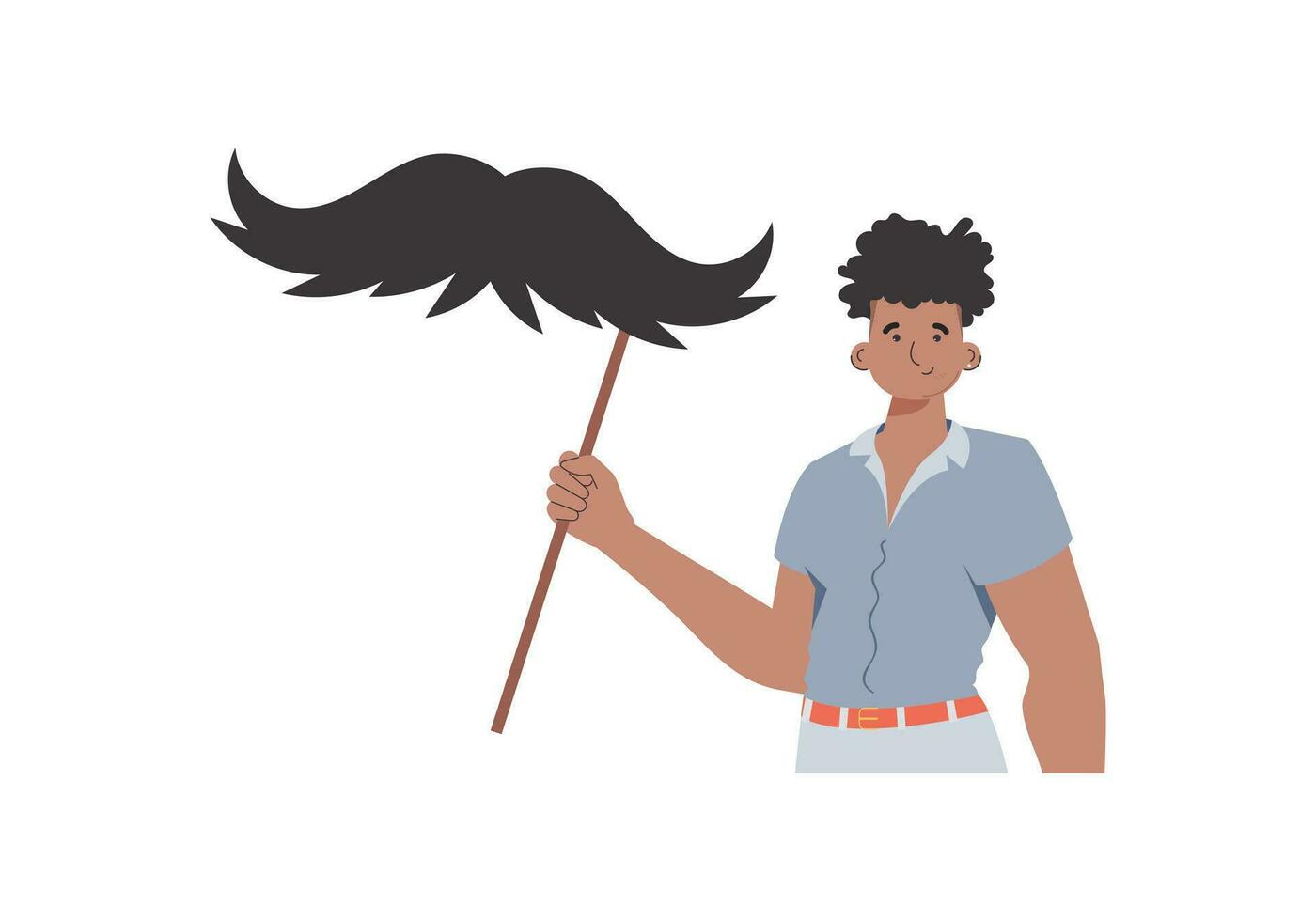 une homme détient une moustache sur une bâton. branché style. isolé. vecteur. vecteur