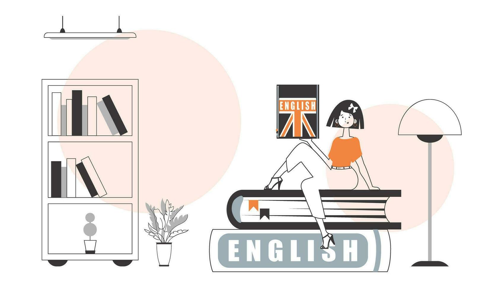 fille Anglais professeur. le concept de apprentissage Anglais. ligne art style. vecteur