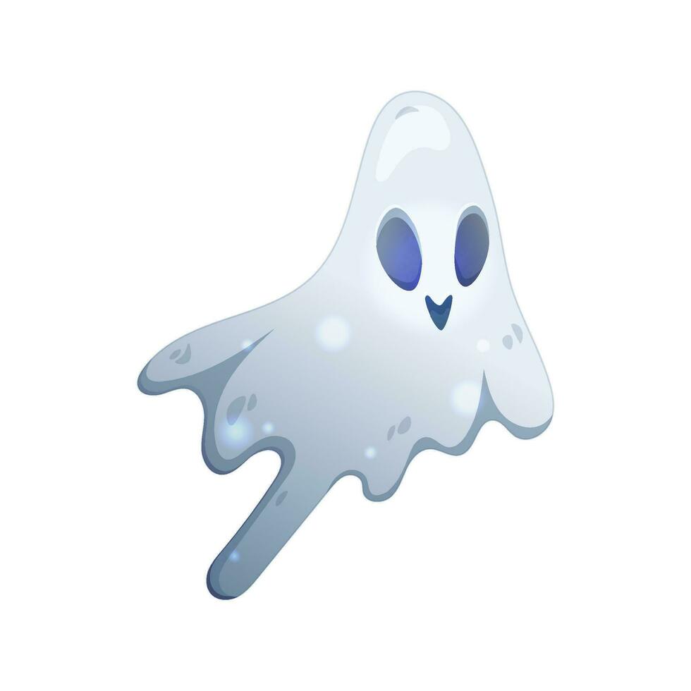 mignonne fantôme cette mouches au dessus le sol pour Halloween. dessin animé style. vecteur illustration isolé sur blanche.