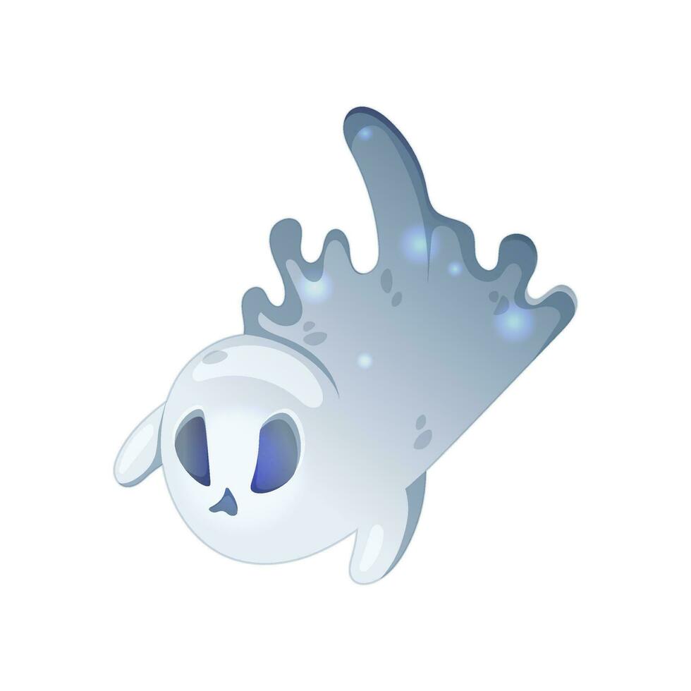 mignonne fantôme cette mouches au dessus le sol pour Halloween. dessin animé style. vecteur illustration isolé sur blanche.