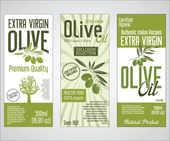 Collection de vecteur d&#39;étiquettes d&#39;huile d&#39;olive