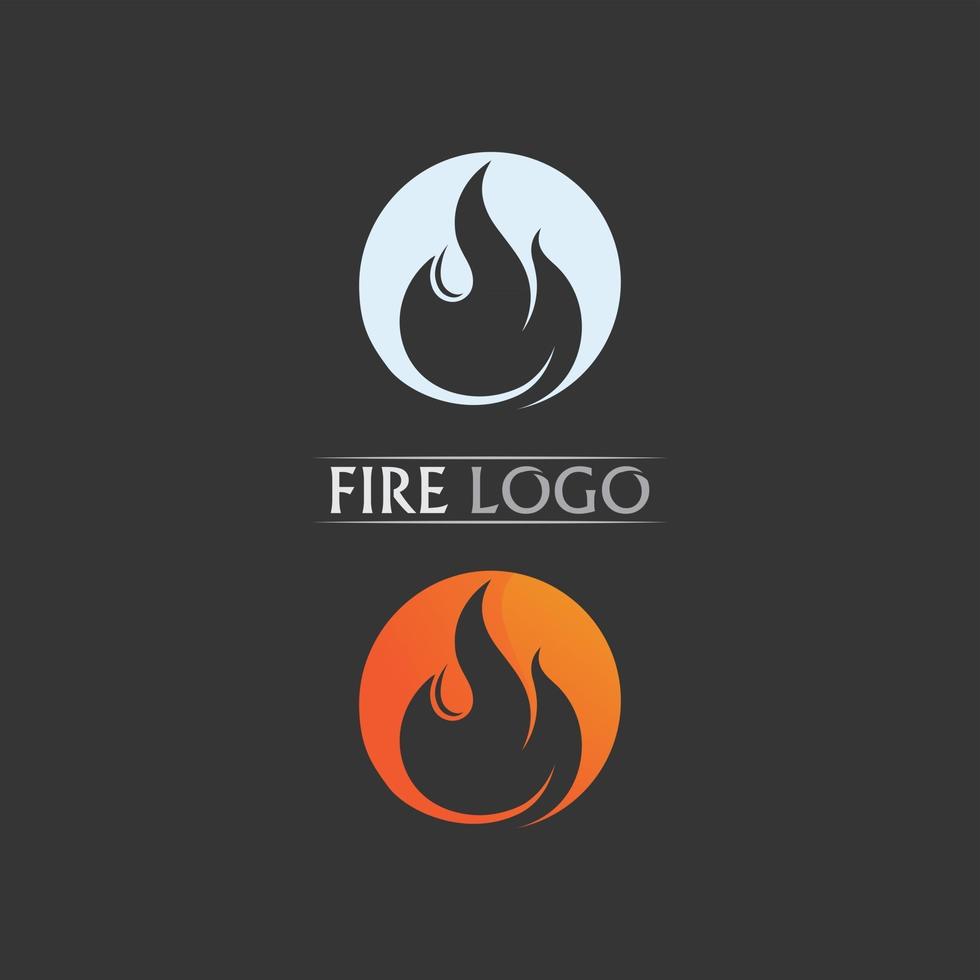 création de logo de feu et de flamme et vecteur de trucs chauds orange flamming icon set design illustration object