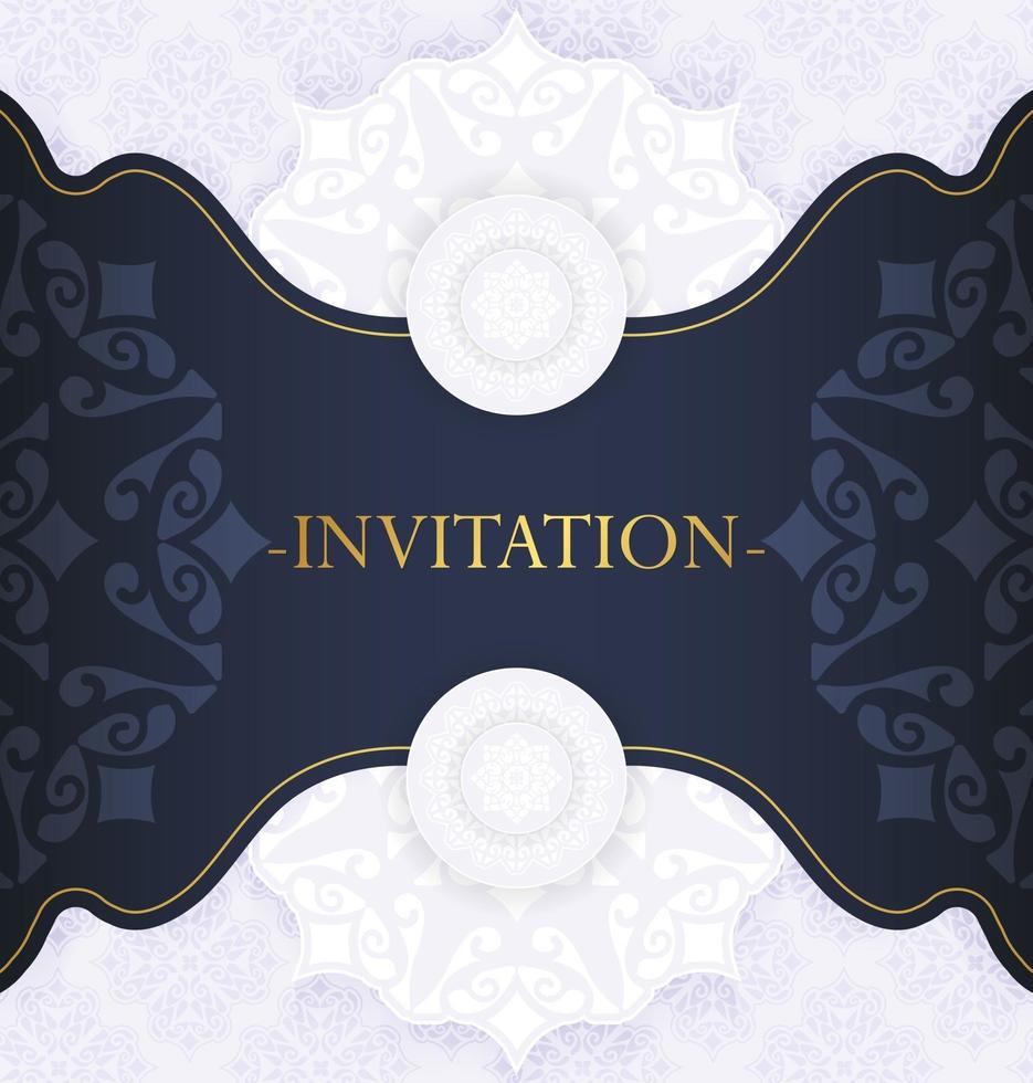 invitation élégante de style mandala bleu vecteur