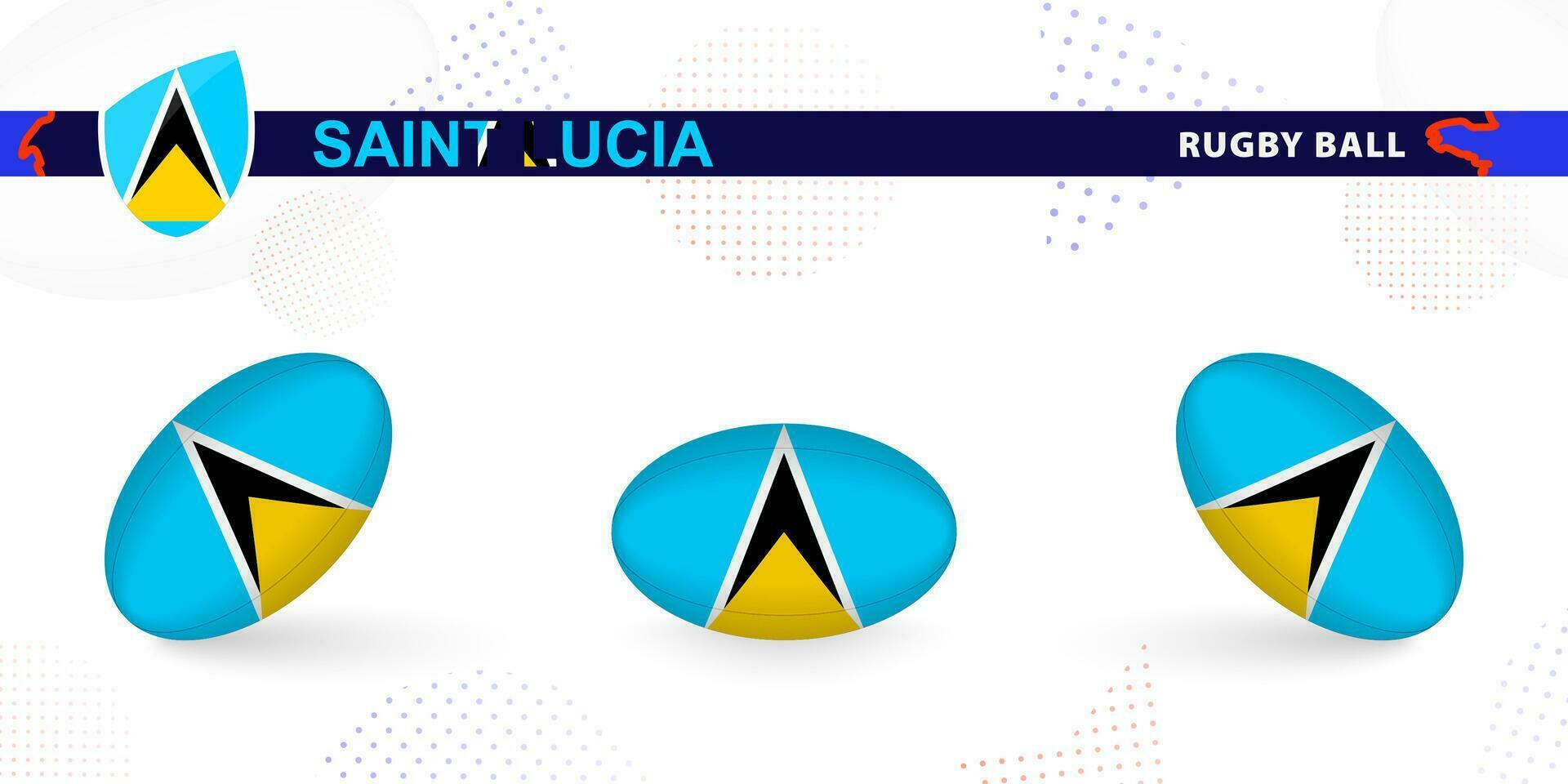 le rugby Balle ensemble avec le drapeau de Saint lucia dans divers angles sur abstrait Contexte. vecteur