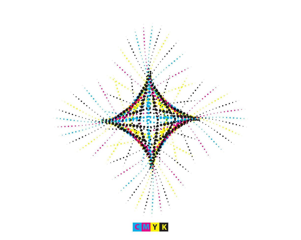 Contexte avec une étoile, une coloré abstrait conception avec des points, abstrait cmyk demi-teinte des points, abstrait demi-teinte point vague vecteur illustration, illustration de une empreinte digitale, 3d graphique de une symbole