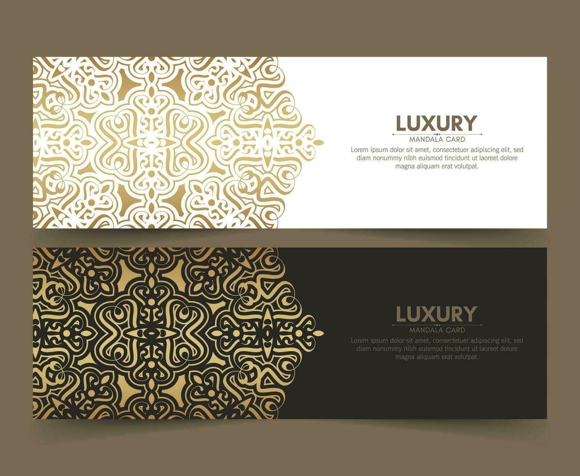 carte décorative mandala de luxe en couleur or vecteur