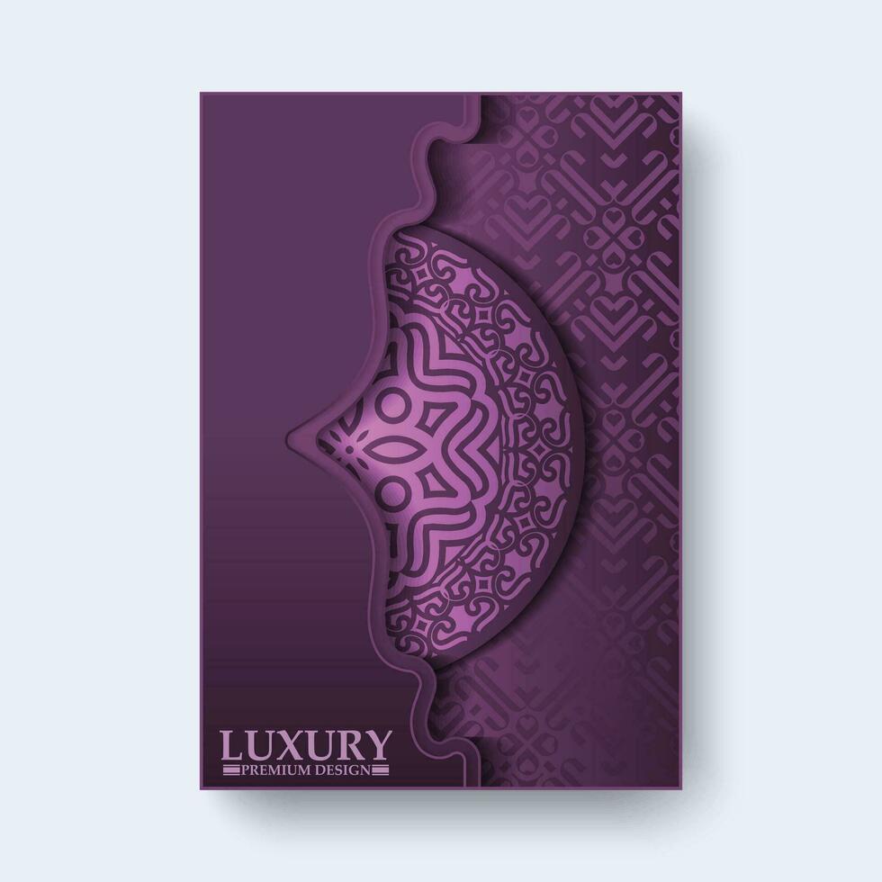 couverture de luxe mandala violet en or vecteur