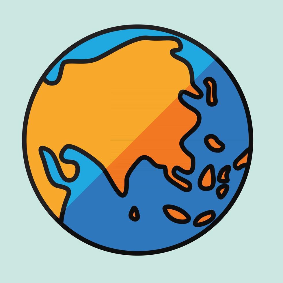 croquis de carte du monde à main levée de simplicité sur le globe. vecteur