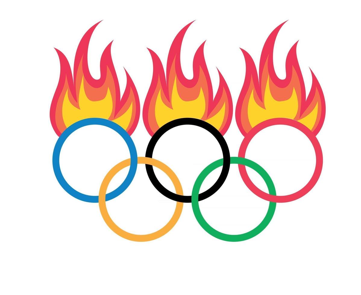 symbole officiel jeux olympiques tokyo 2020 japon avec feu flamme résumé vecteur conception illustration logo signe icône