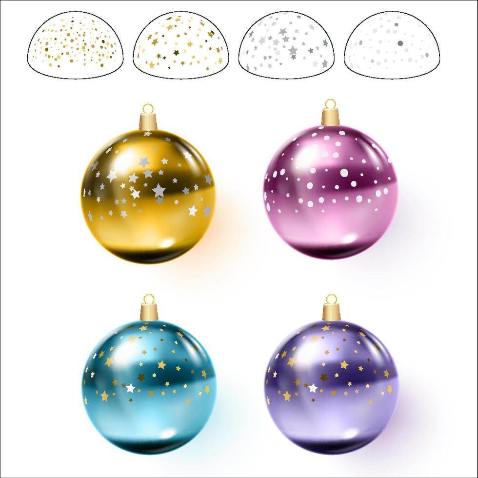 boules de Noël colorées avec illustration vectorielle de confettis vecteur