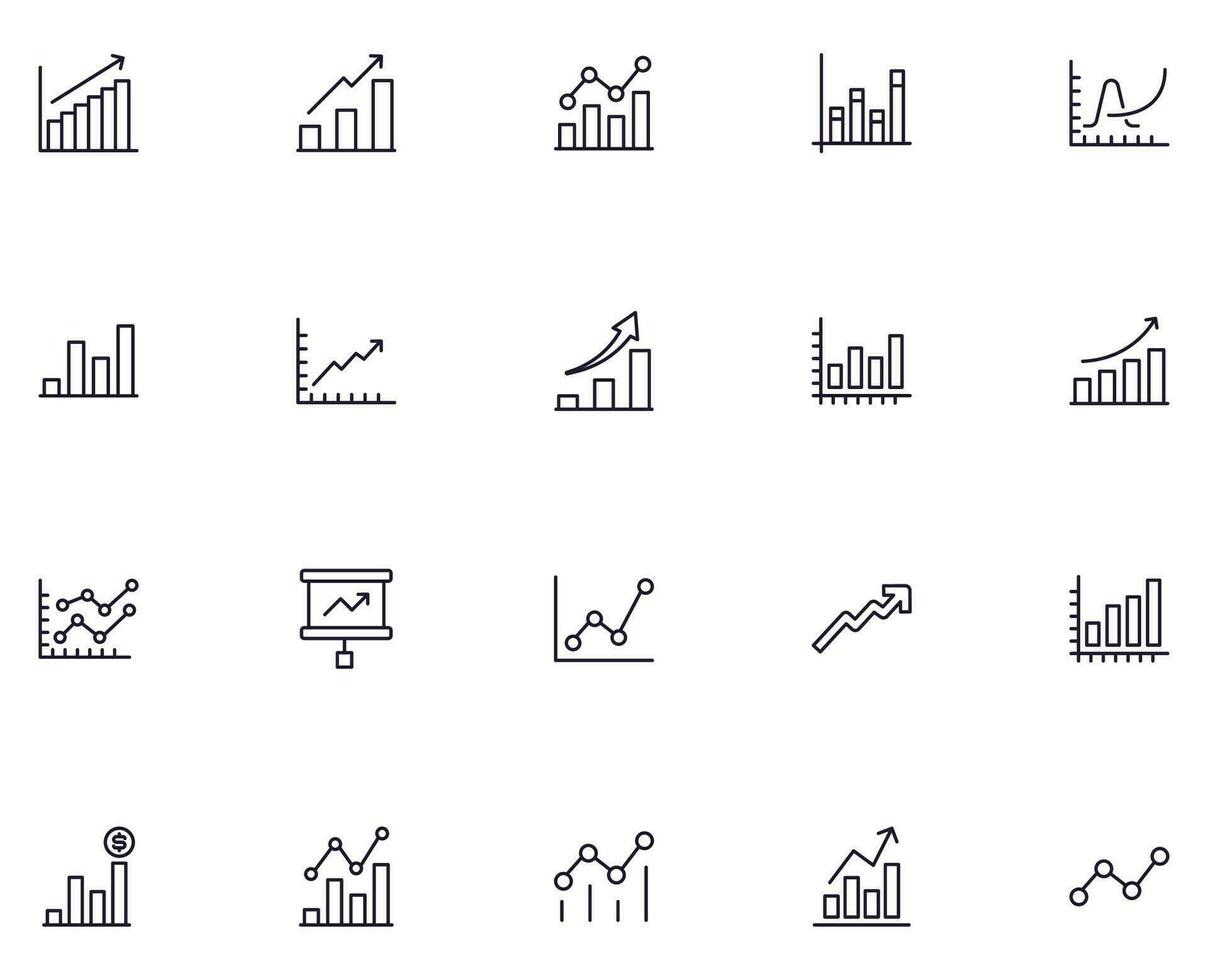 collection de moderne croissance contour Icônes. ensemble de moderne des illustrations pour mobile applications, la toile des sites, dépliants, bannières etc isolé sur blanc Contexte. prime qualité panneaux. vecteur