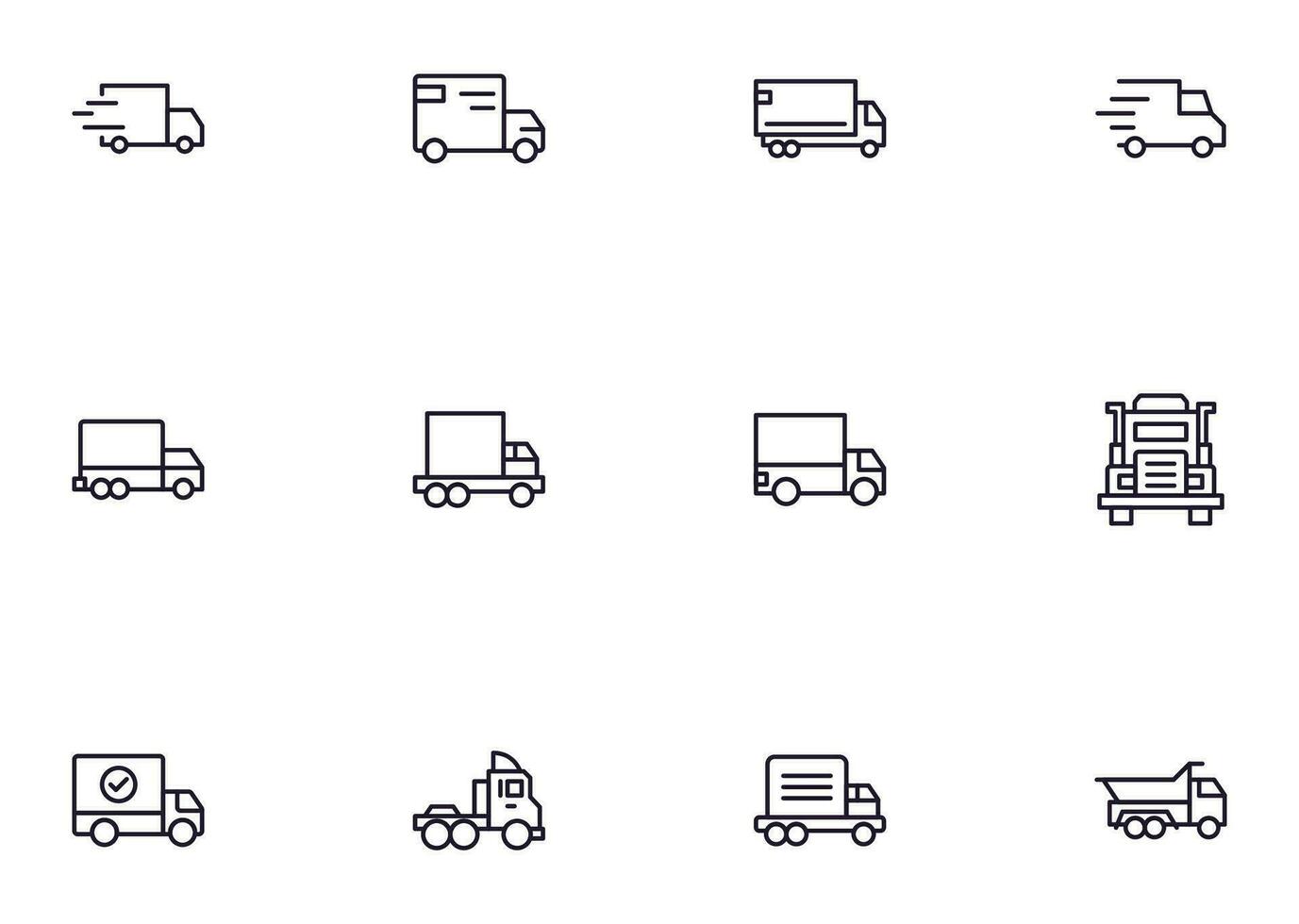 un camion concept. collection de moderne haute qualité livraison ligne Icônes. modifiable accident vasculaire cérébral. prime linéaire symbole pour la toile des sites, dépliants, bannières, en ligne magasins et entreprises. vecteur