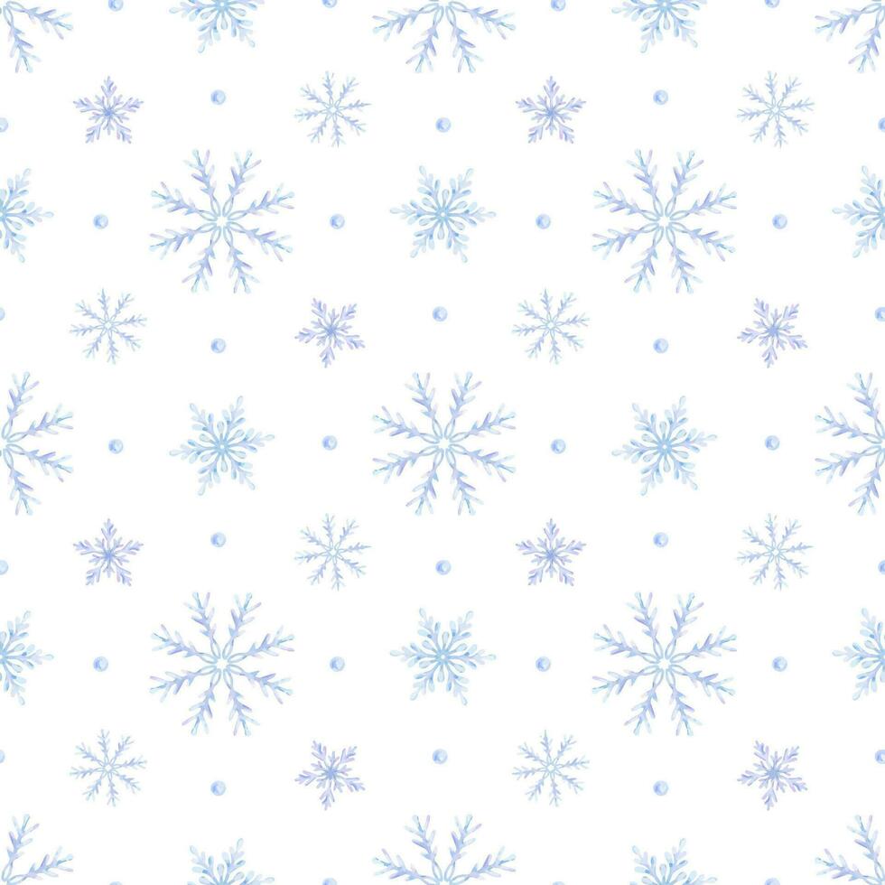 flocons de neige. aquarelle sans couture modèle. décoratif hiver Contexte avec main tiré flocons de neige, neige, étoiles. pour tissu, emballage papier, scrapbooking, cartes postales, faire-part, cartes vecteur