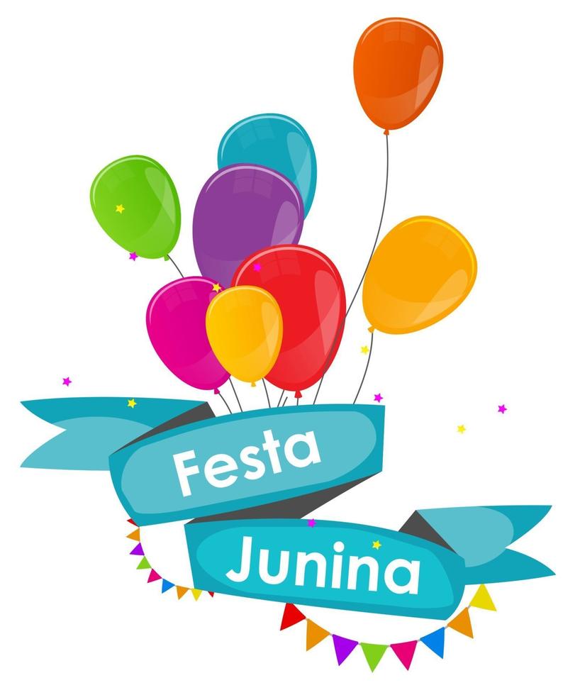 fond de vacances festa junina. fête traditionnelle du festival de juin du brésil. vacances d'été. illustration vectorielle avec ruban, ballon vecteur
