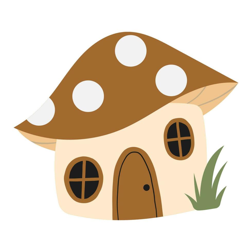 Fée conte champignon maison vecteur