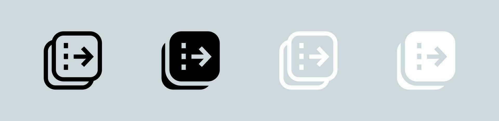 retourner icône ensemble dans noir et blanche. La Flèche commutateur panneaux vecteur illustration.