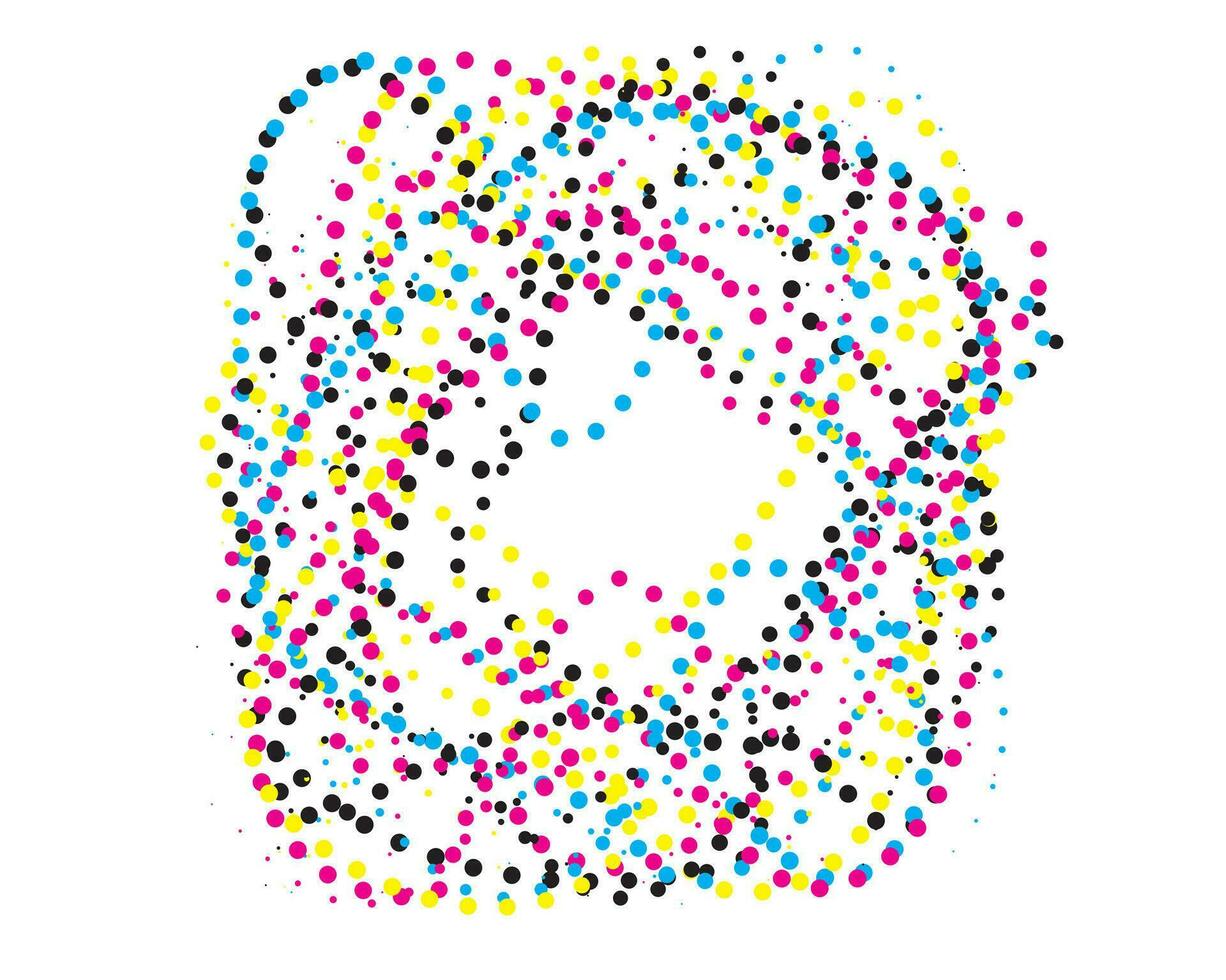 une carré Cadre avec coloré points sur il, coloré points sur blanc Contexte avec le mot McKinsey, une coloré abstrait image de points sur une blanc Contexte cmyk demi-teinte point effet vecteur