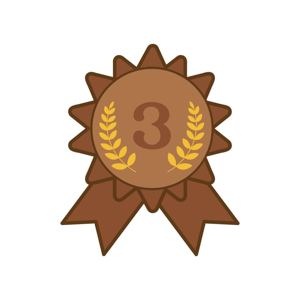 prix ruban bronze médaille nombre premier icône isolé vecteur illustration