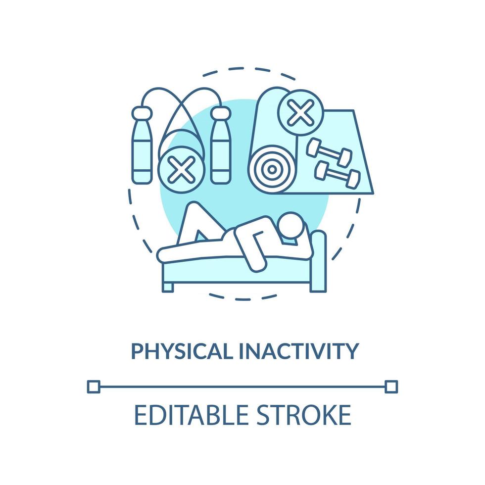 icône de concept d'inactivité physique. assis ou couché pendant la journée. mode de vie paresseux. problèmes de santé idée abstraite fine ligne illustration. dessin de couleur de contour isolé de vecteur. trait modifiable vecteur