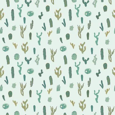 Modèle sans couture de vecteur avec cactus. Texture répétée avec des cactus verts.