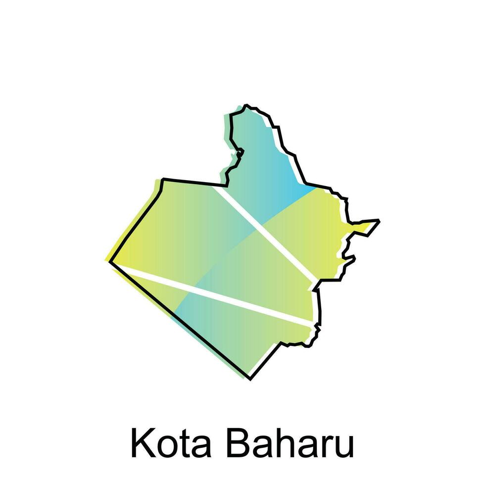 carte de kota baharu ville moderne contour, haute détaillé vecteur illustration conception modèle, adapté pour votre entreprise