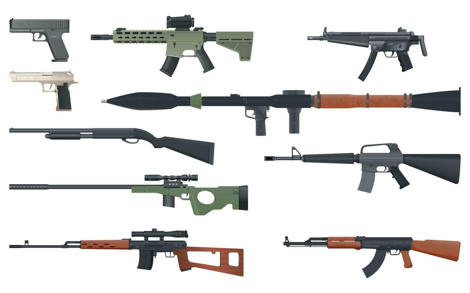 réaliste guerre armes collection vecteur