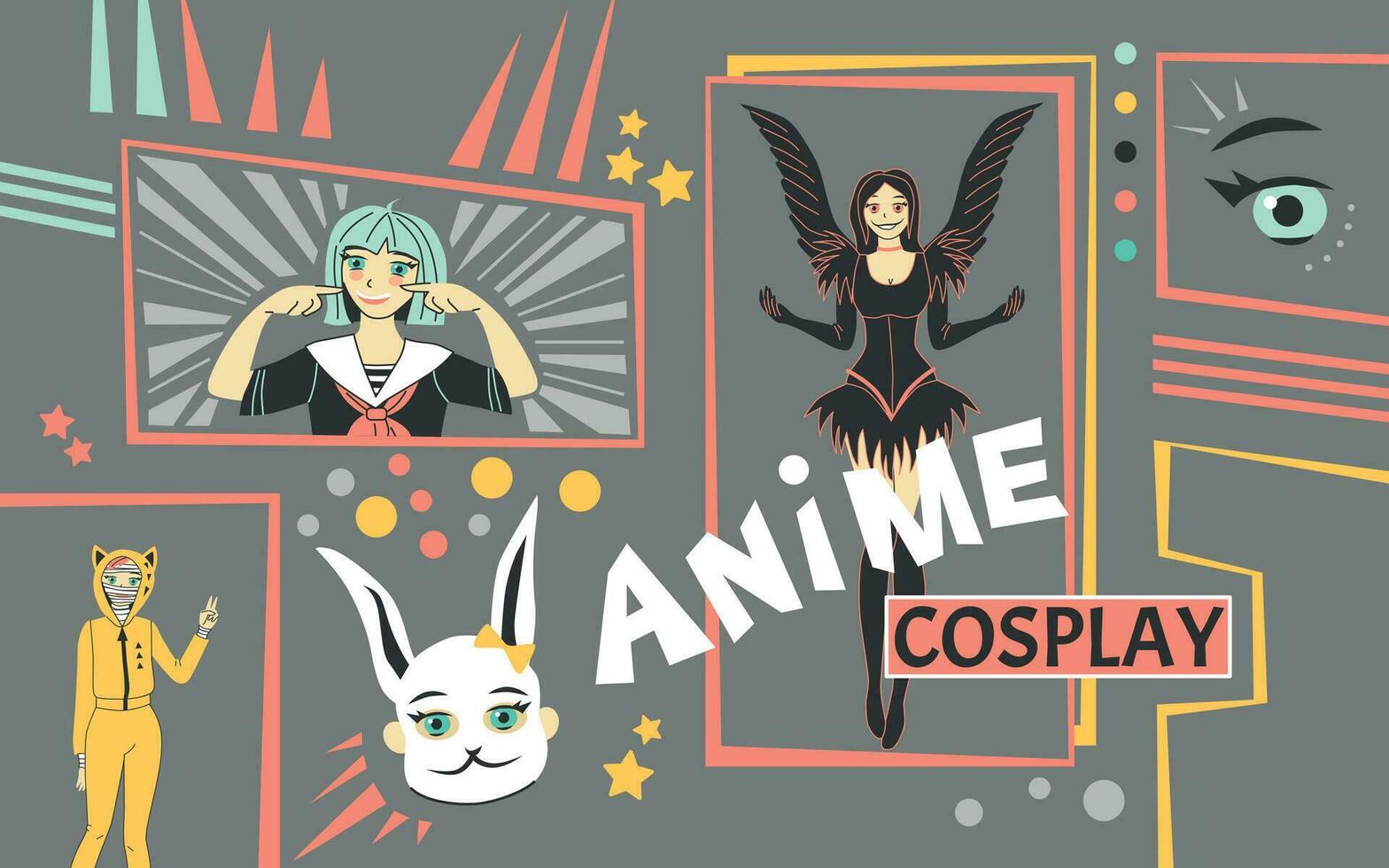 cosplay anime collage vecteur
