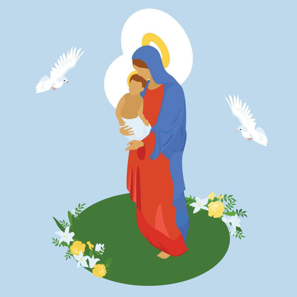 vierge Marie avec Christ vecteur