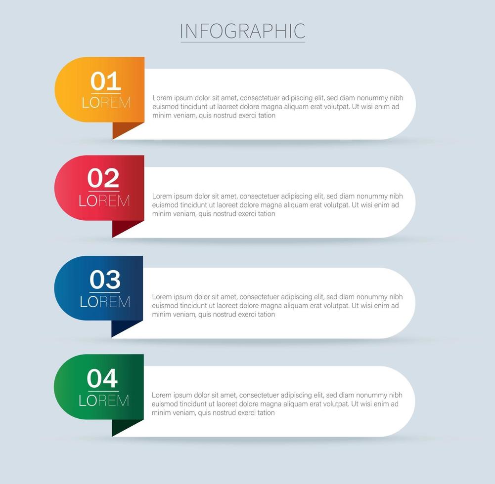 graphiques d'informations colorés pour les présentations d'affaires. schéma avec 4 étapes vecteur