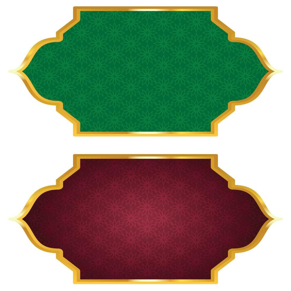 ensemble de rouge et vert luxe d'or arabe islamique bannière modèle Titre Cadre texte boîte transparent Contexte vecteur