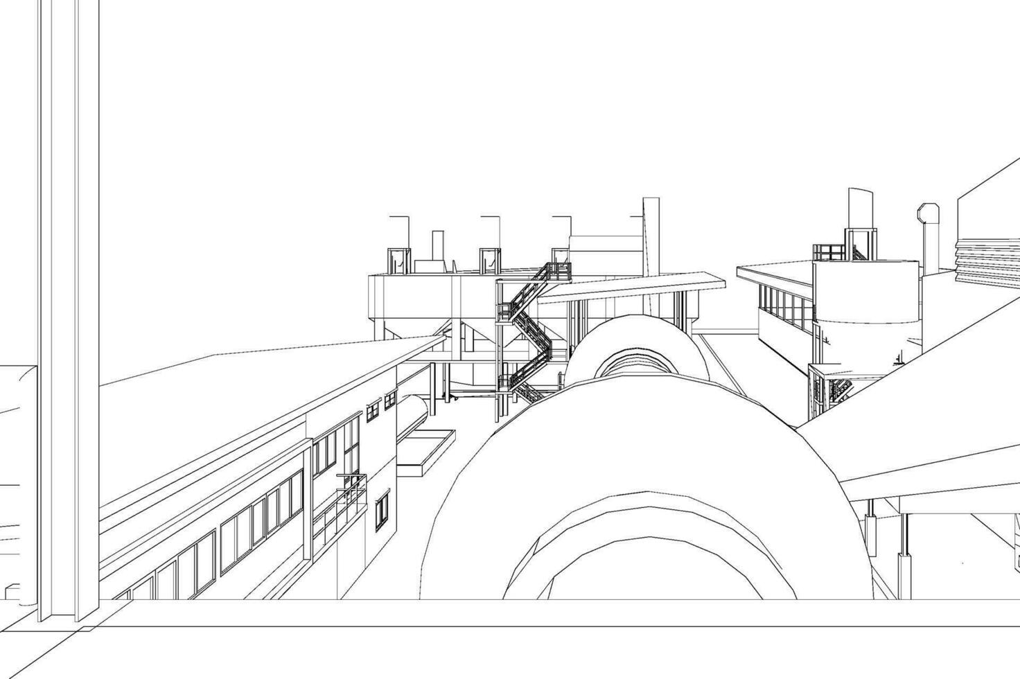 3d illustration de industriel bâtiment vecteur