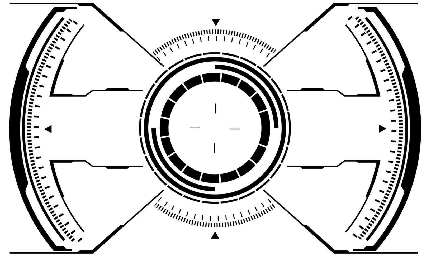 hud science-fiction interface écran vue noir gris géométrique sur blanc conception virtuel réalité futuriste La technologie Créatif afficher vecteur