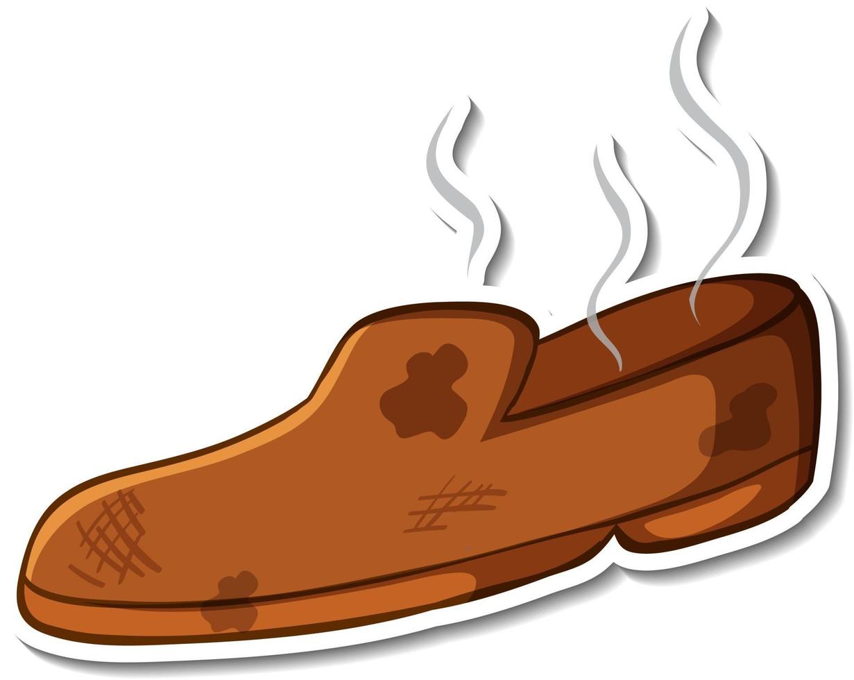 conception d'autocollants avec des chaussures à odeur sale isolées vecteur