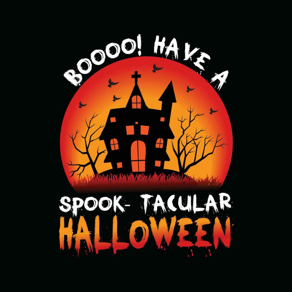boooo avoir une effrayer taculaire Halloween, Créatif Halloween t chemise conception vecteur