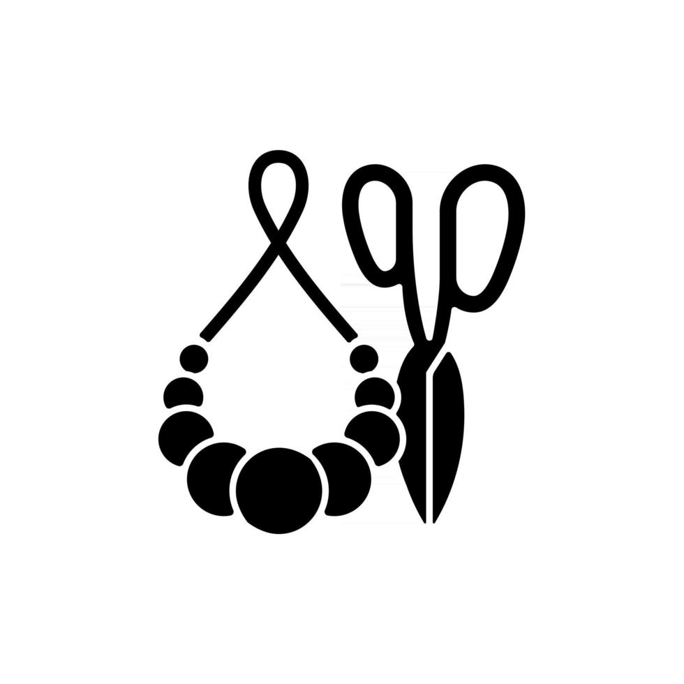 icône de glyphe noir de bijoux pom pom faits à la main. pièces décoratives bohèmes. boucles d'oreilles pompon. accessoires ethniques fabriqués à la main. symbole de silhouette sur un espace blanc. illustration vectorielle isolée vecteur