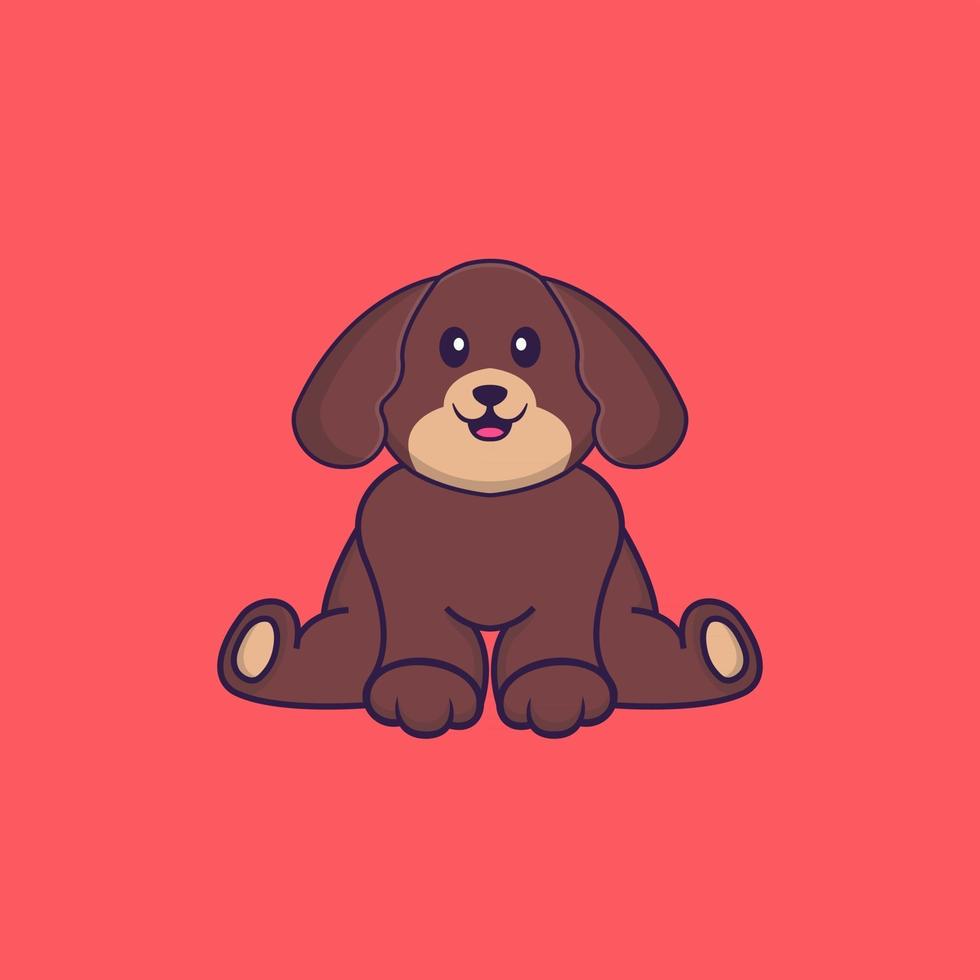 chien mignon est assis. concept de dessin animé animal isolé. peut être utilisé pour un t-shirt, une carte de voeux, une carte d'invitation ou une mascotte. style cartoon plat vecteur