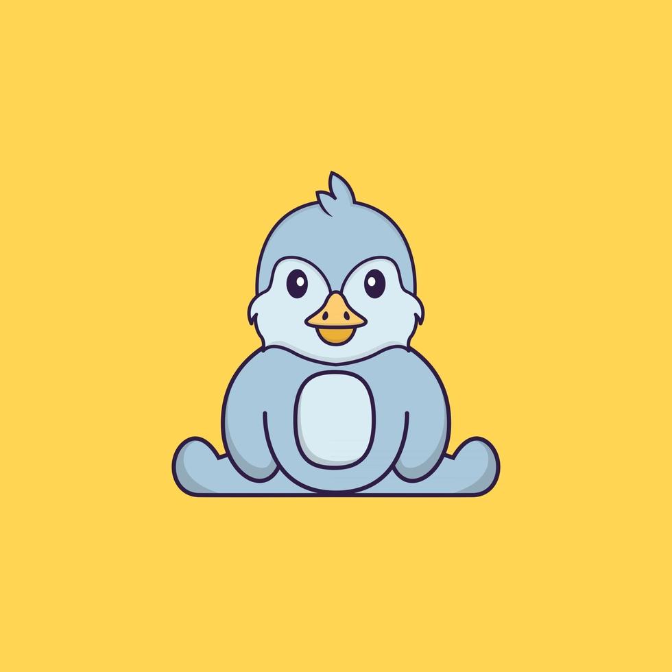 oiseau mignon est assis. concept de dessin animé animal isolé. peut être utilisé pour un t-shirt, une carte de voeux, une carte d'invitation ou une mascotte. style cartoon plat vecteur