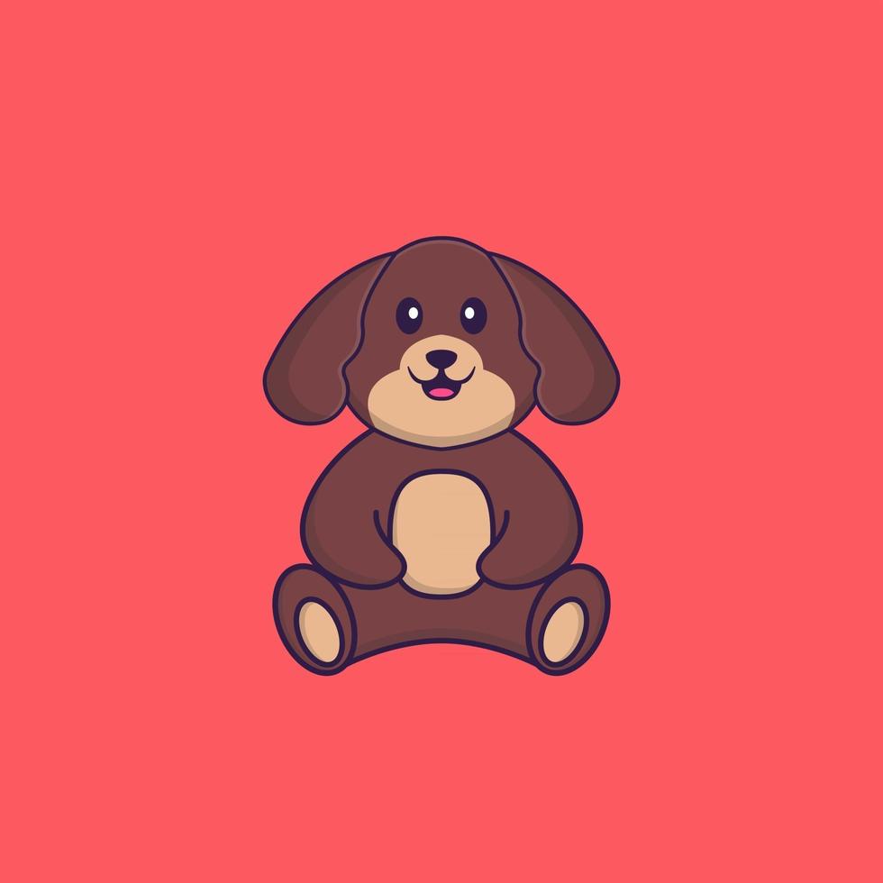 chien mignon est assis. concept de dessin animé animal isolé. peut être utilisé pour un t-shirt, une carte de voeux, une carte d'invitation ou une mascotte. style cartoon plat vecteur