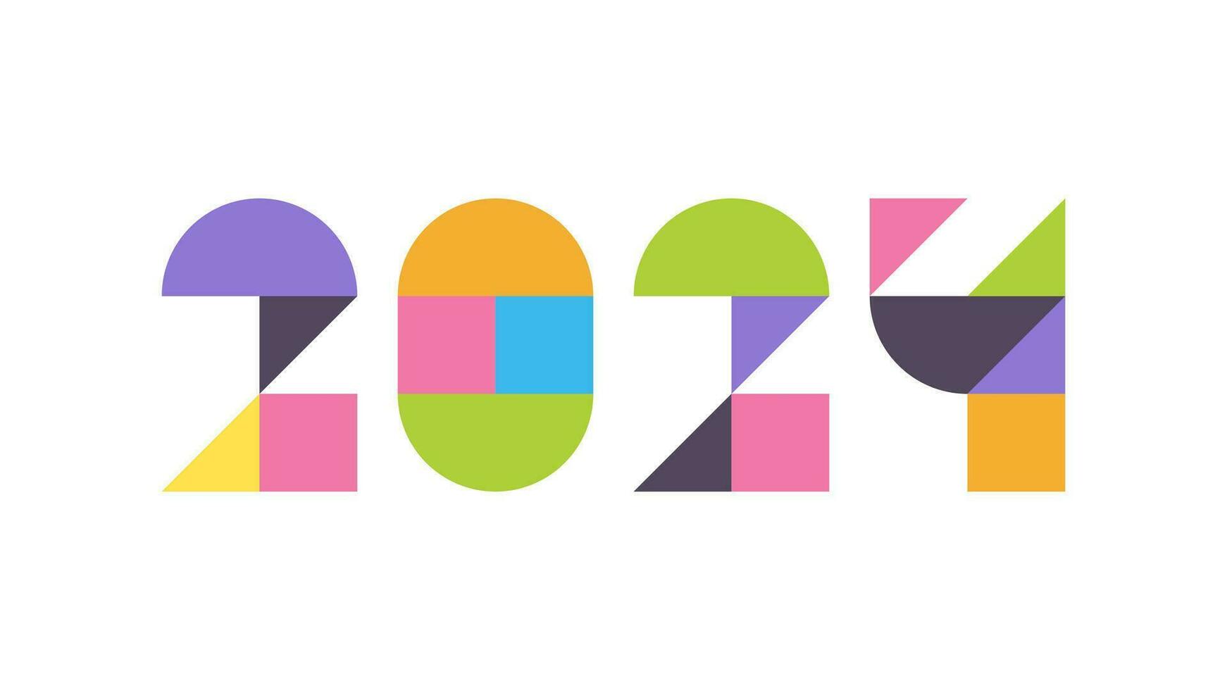 Créatif 2024 géométrique nombre pour Nouveau année coloré conception isolé sur blanc Contexte vecteur