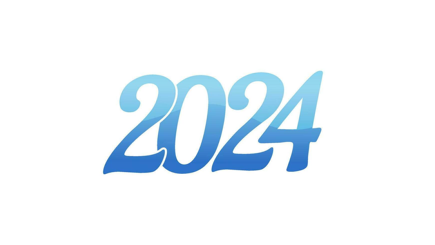 Facile Créatif 2024 Nouveau année nombre typographie caractères avec brillant pente Couleur vecteur