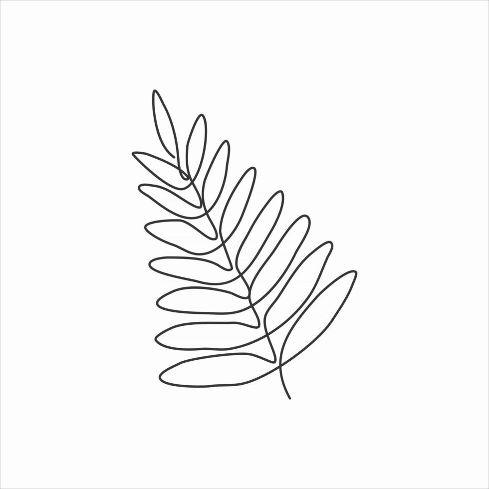 un dessin au trait de feuilles de palmier. dessin au trait continu vecteur