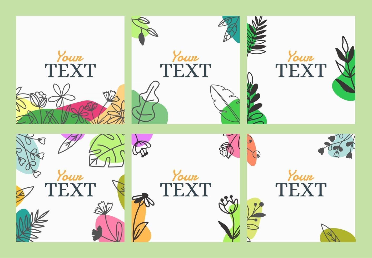 publication sur les réseaux sociaux d'été et de printemps avec doodle de feuilles florales vecteur