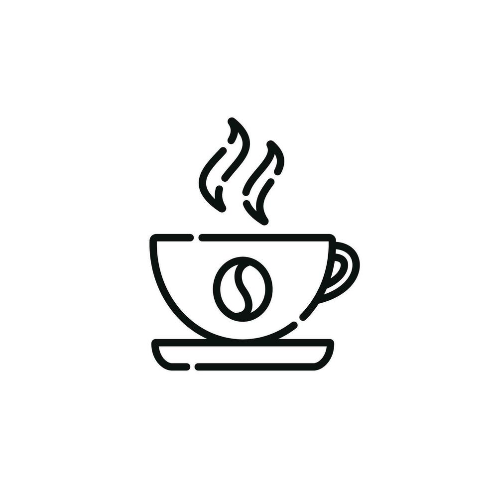 café tasse ligne icône isolé sur blanc Contexte vecteur