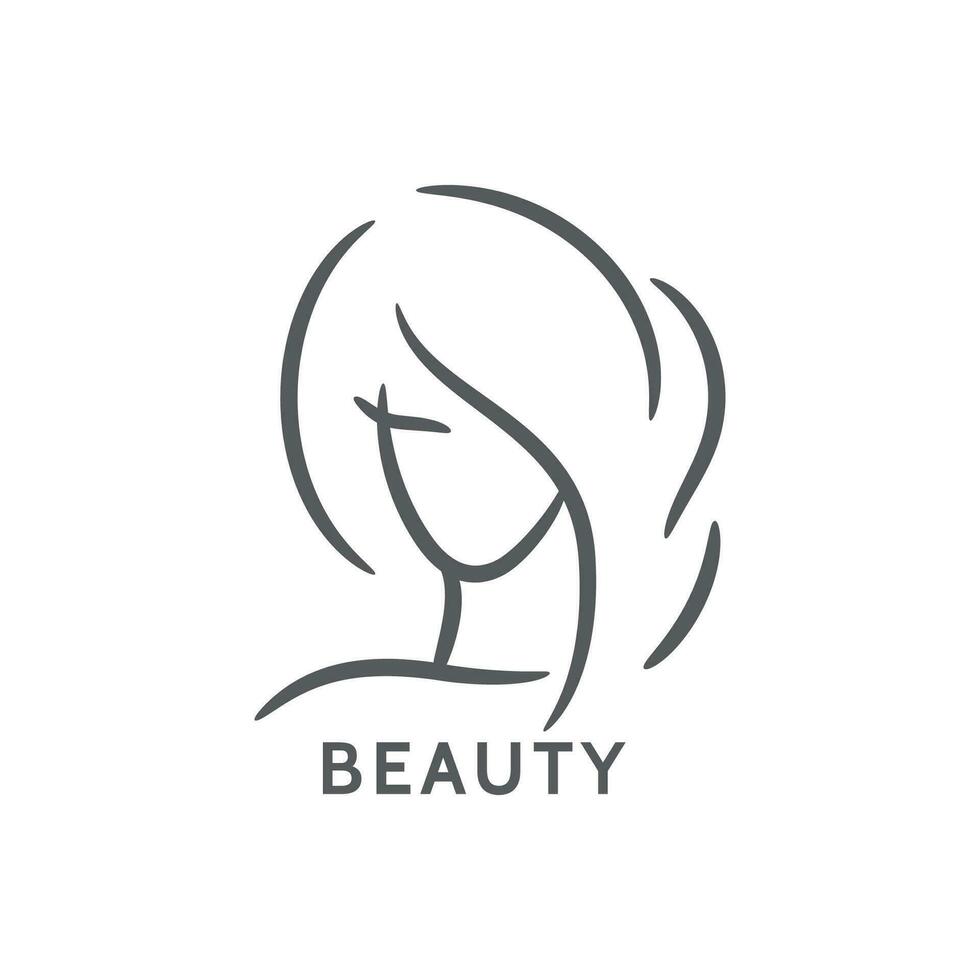 magnifique femme visage logo modèle pour cheveux salon vecteur illustration.