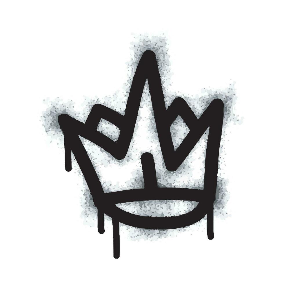 signe de couronne de graffiti peint à la bombe en noir sur blanc. symbole de goutte à goutte de la couronne. isolé sur fond blanc. illustration vectorielle vecteur