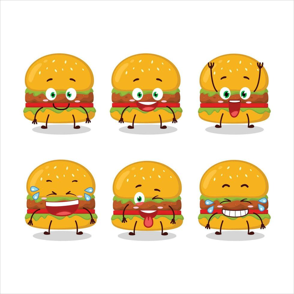 dessin animé personnage de Hamburger avec sourire expression vecteur
