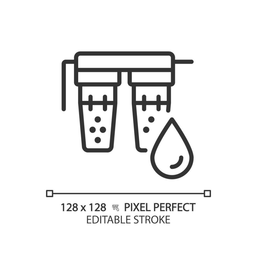 2d pixel parfait modifiable noir l'eau filtre icône, isolé vecteur, mince ligne illustration représentant plomberie. vecteur