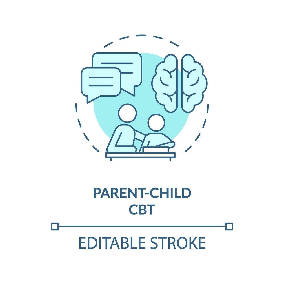 2d modifiable parent enfant cbt bleu mince ligne icône concept, isolé vecteur, monochromatique illustration représentant comportemental thérapie. vecteur