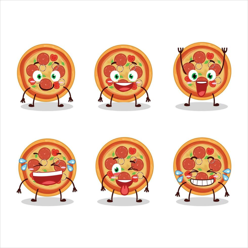 dessin animé personnage de du boeuf Pizza avec sourire expression vecteur