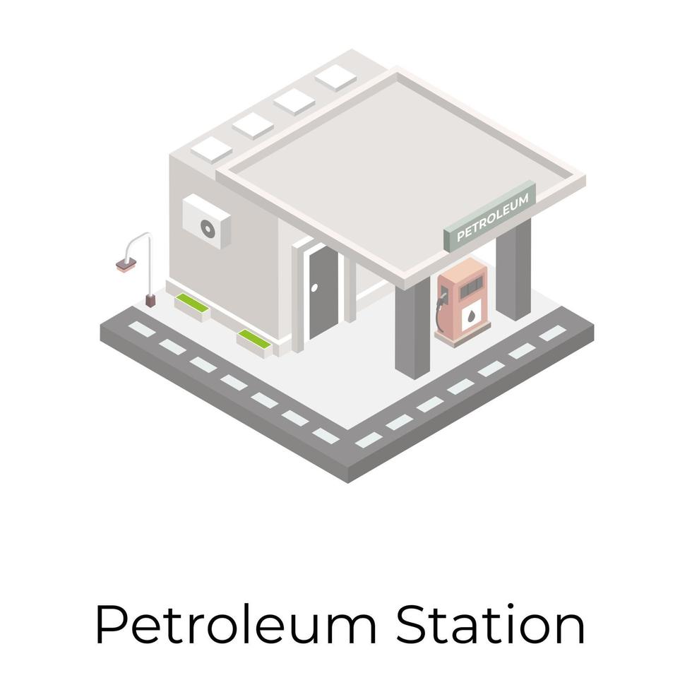 bâtiment de la station pétrolière vecteur